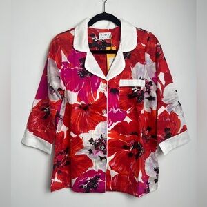 NEW Tanya‎ Taylor Small Theo Poppy Print Pajama Top 100% Organic Cotton